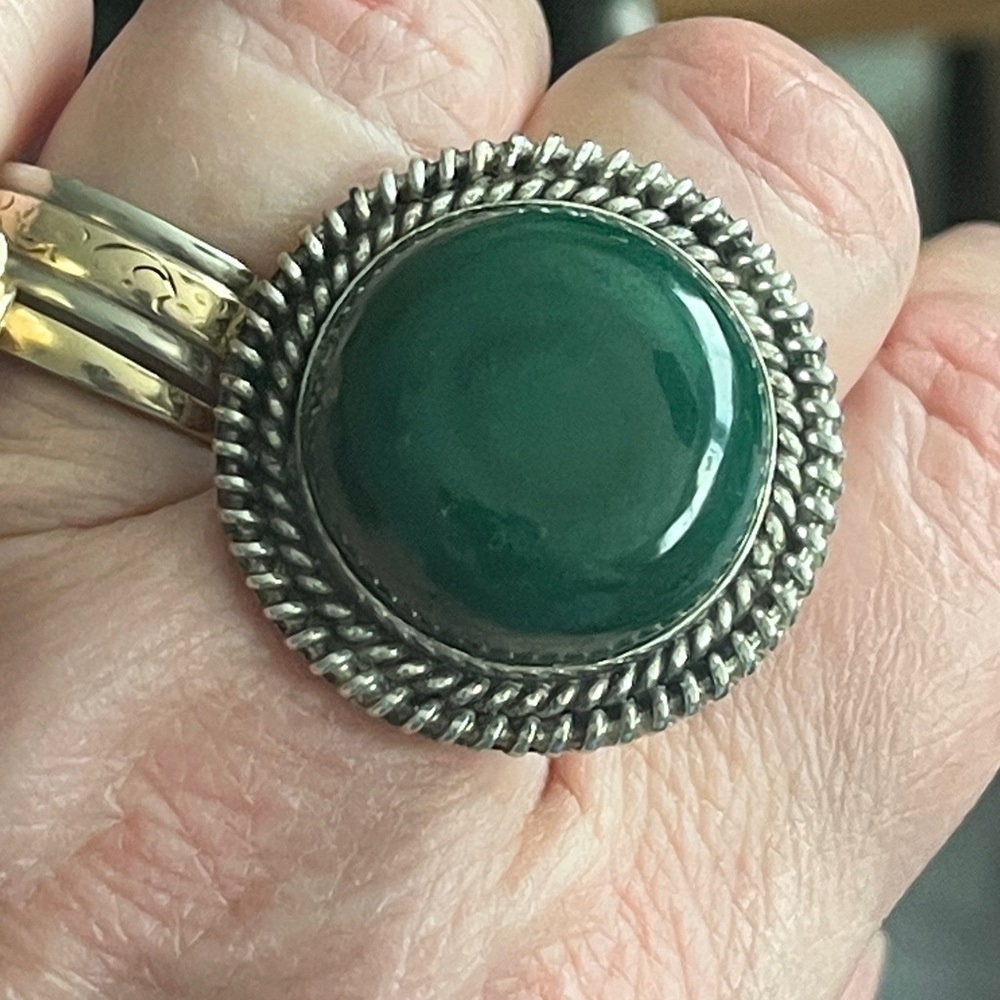 Malachite Gemstone Ring 925 Sterling Silver 7.75